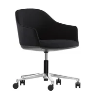 vitra - chaise de bureau softshell - noir nero/tapisserie étoffe plano 66/piètement aluminium poli/avec rouleau souple/pxhxp 62x76,5x56,5cm